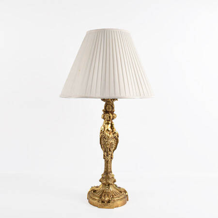 Antique French Gilt Bronze Figural Putties Table Lamp