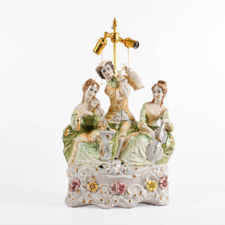 Italian Capodimonte Porcelain Figural Grouping Lamp
