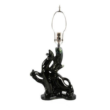 Mid-Century Modern Black Panther Table Lamp