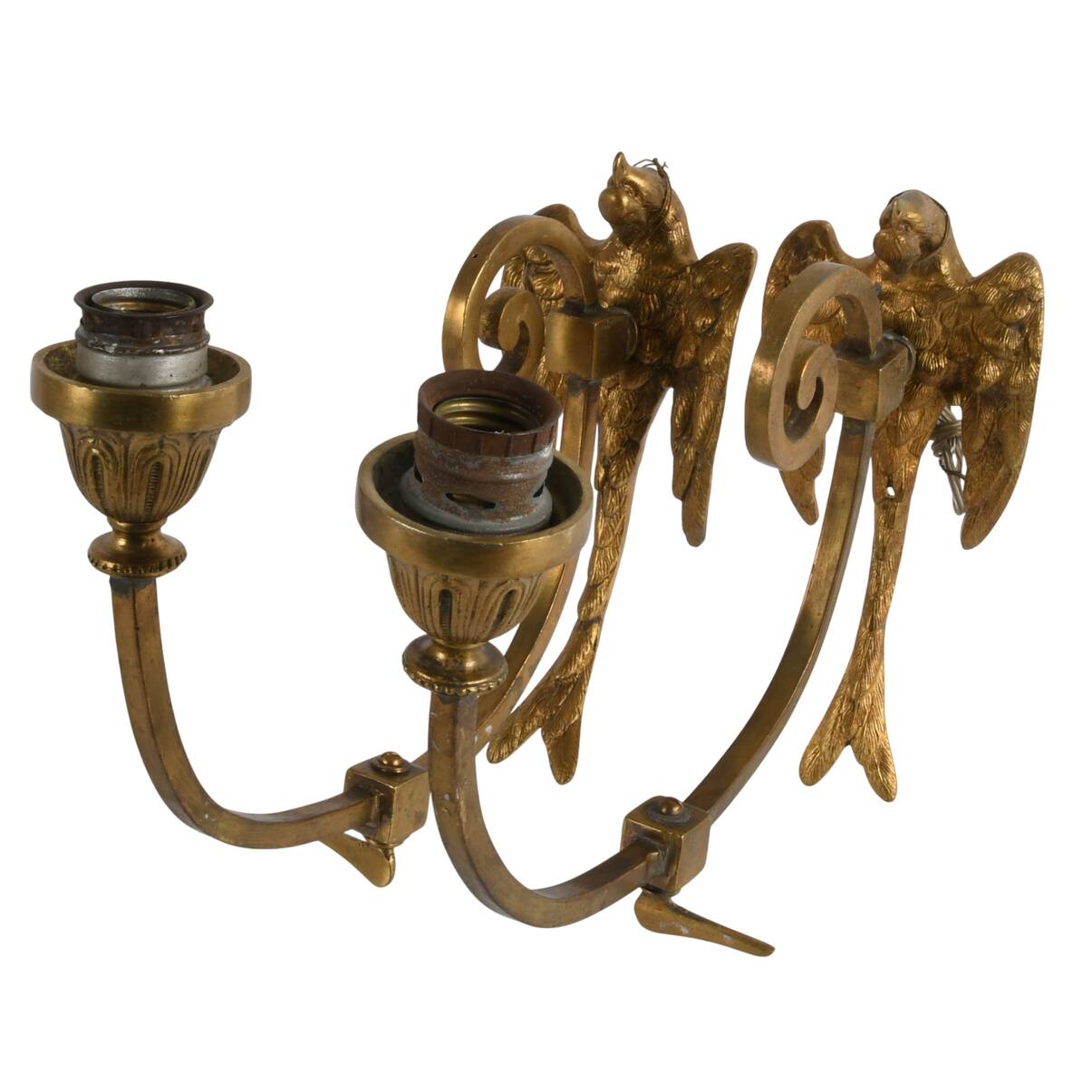 Pair of Antique French Gilded Bronze Phoenix Wall Scones
