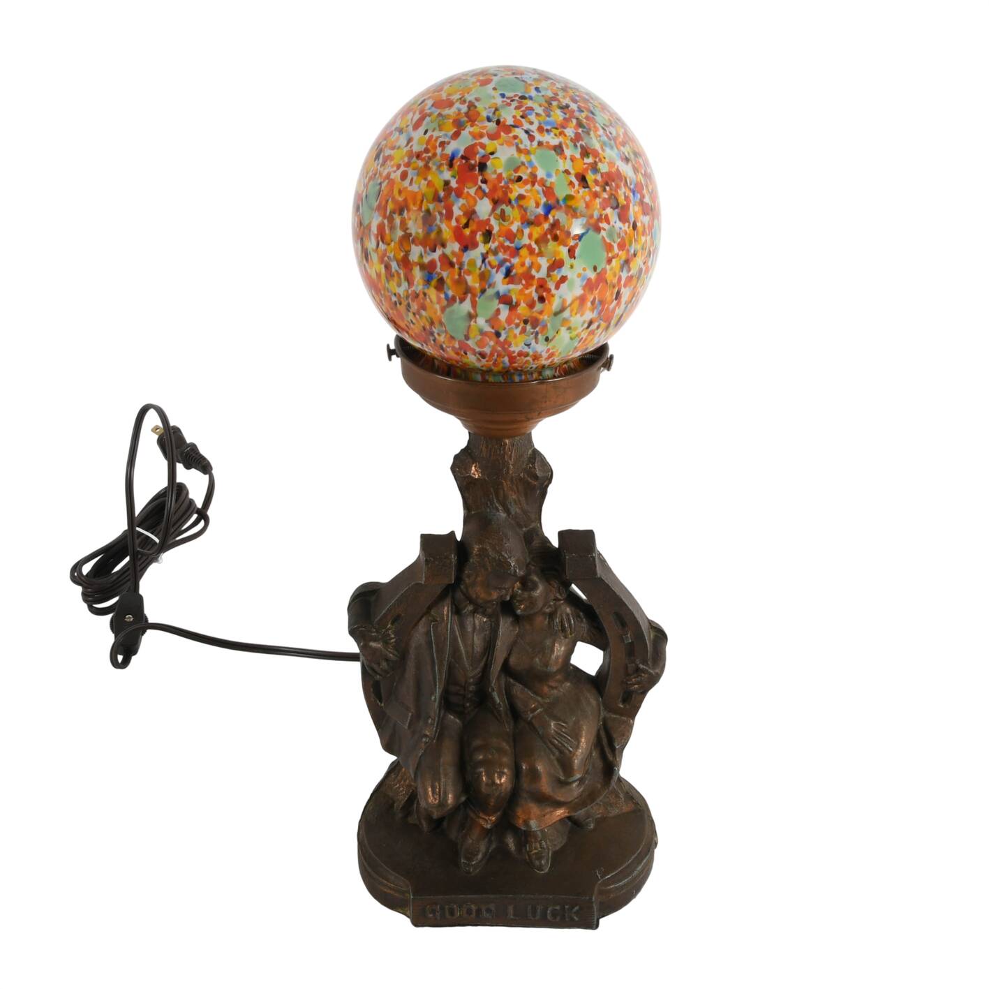 Art Deco Cast Metal Figural Couple Table Lamp