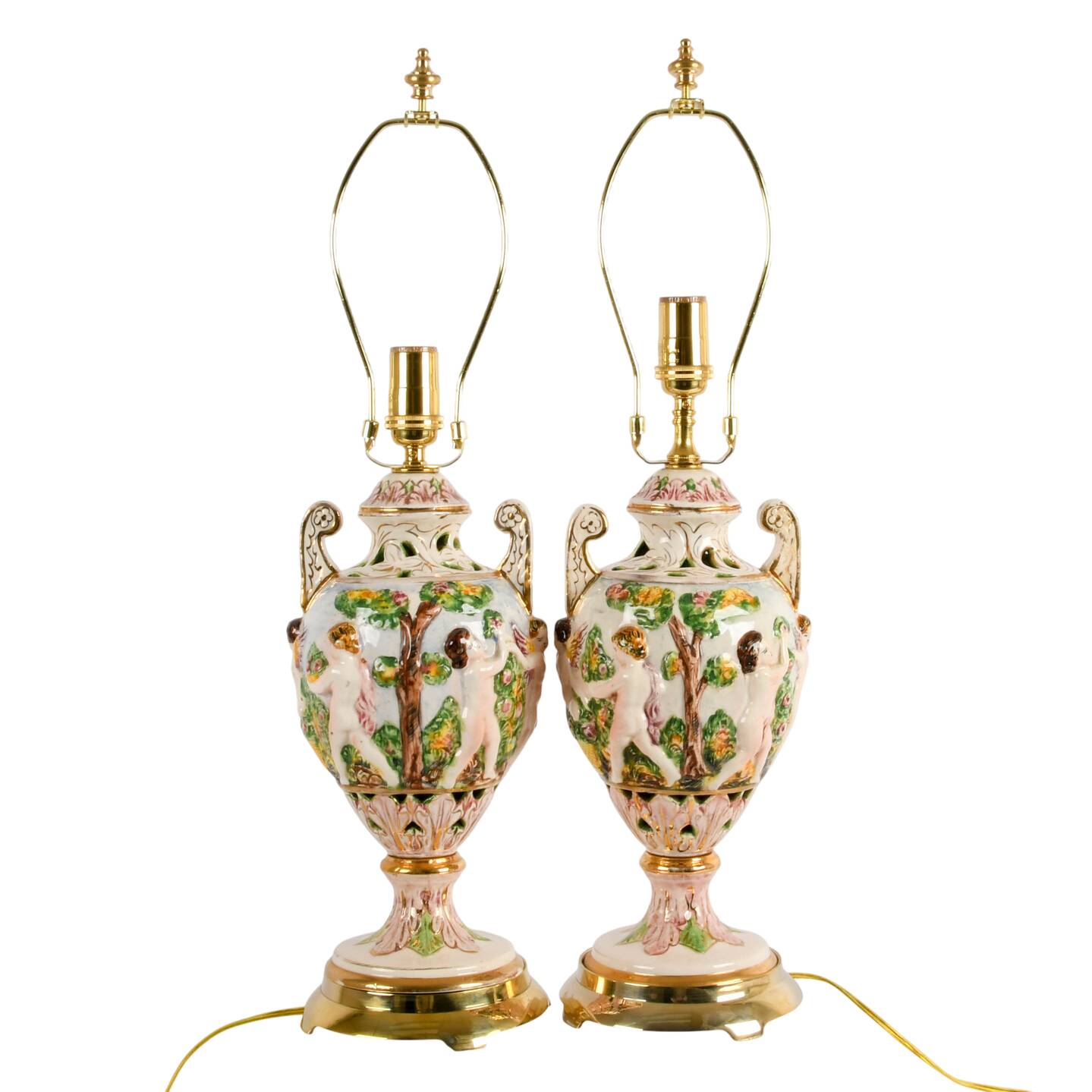 Pair of Porcelain Capodimonte Table Lamps