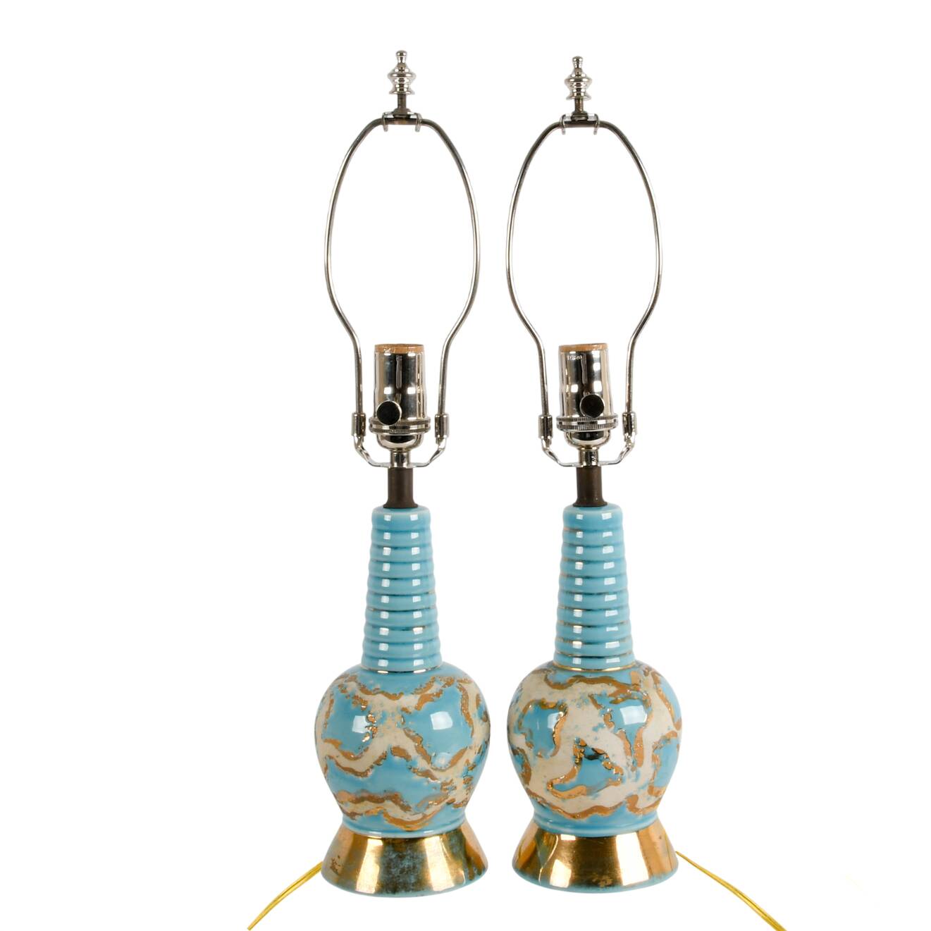 Pair of Blue Hollywood Regency Table Lamps
