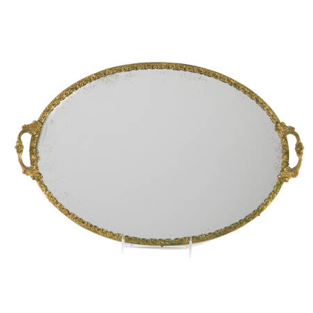 Hollywood Regency Ornate Scroll Handle Vanity Mirror