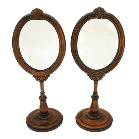 Antique Pair of Wood Free-Standing Vanity Mirrors