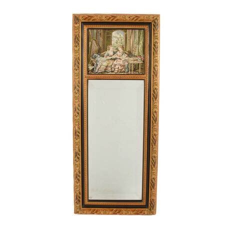 Tapestry Inlaid Trumeau Wall Mirror
