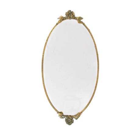 Brass Oval Mirror with Rosette Handles