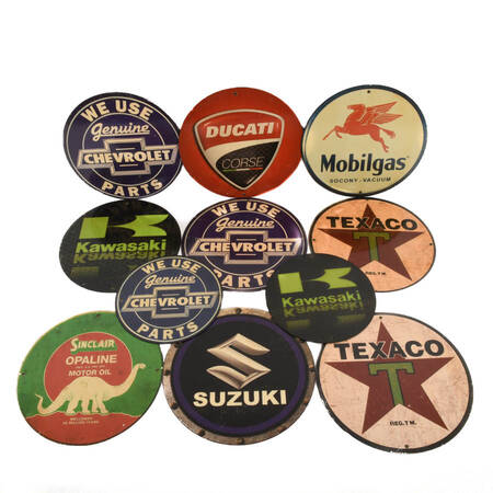 Grouping of Eleven Assorted Automobile Advertising Metal Signs