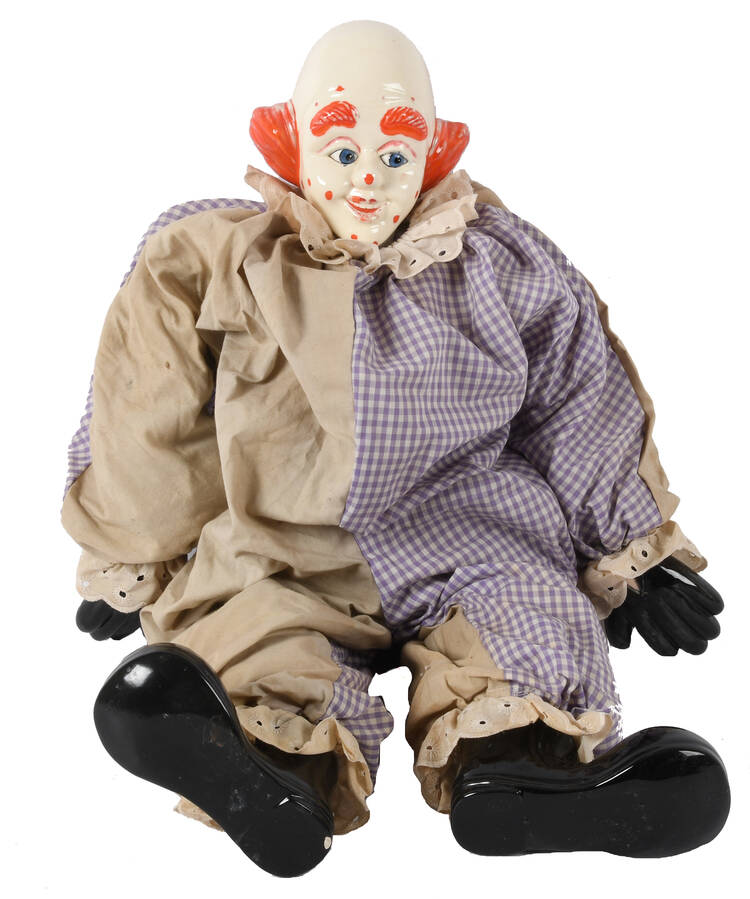 Porcelain and Cloth Clown Doll