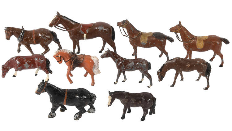 Grouping of Ten Lead Horse Statues