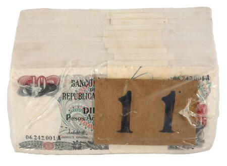 Sealed Brick of Uncirculated 10 Pesos Republica Argentina Banknotes