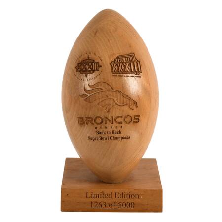 Grid Works Incorporated Super Bowl XXXII Limited-Edition Wood Football