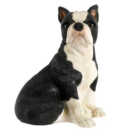 Mid-Century Modern Chalkware Boston Terrier Dog Sculpture Bank