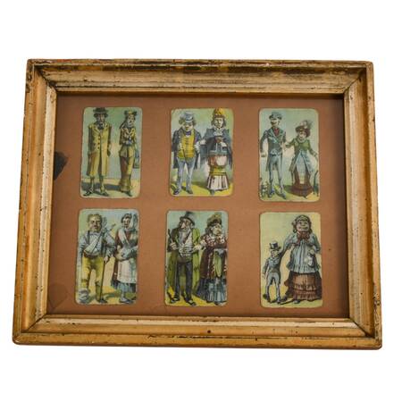 Framed Set of Odd Couples Comical Victorian Era Trading Cards