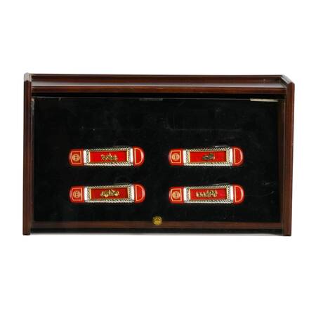 Franklin Mint Fire Engine Four-Piece Pocket Knife Set with Display Case