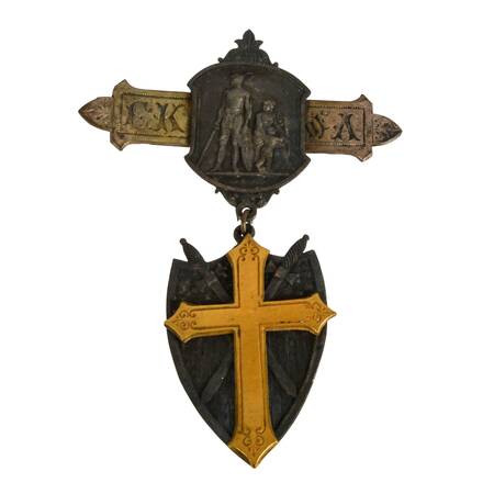 1877 Catholic Knights of America Badge Manufactured by Trebus Steiner