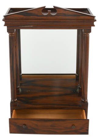 Mirrored Mahogany Wall Display Shelf with Drawer