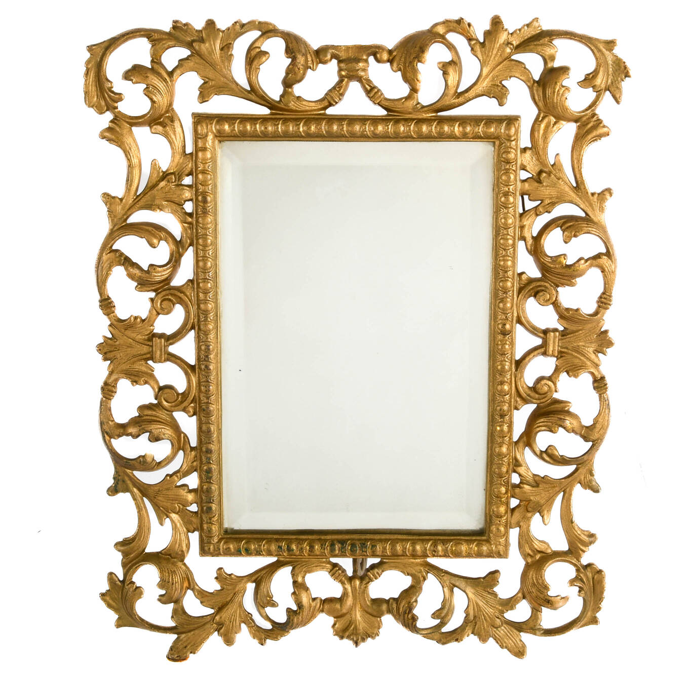 Antique Cast Gilt Brass Easel Backed Mirror