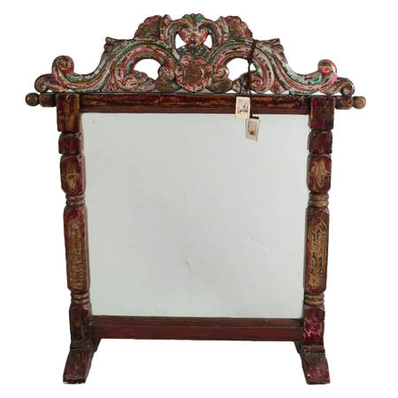 Destress Painted Wood Peruvian Floral 2-Sided Mirror