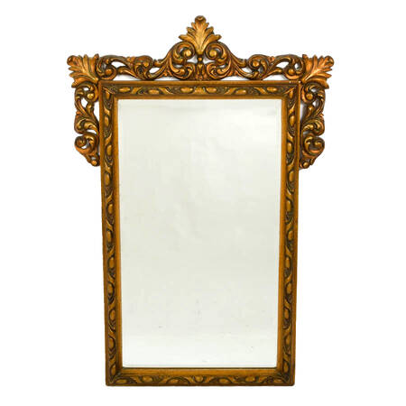 Ornate Gold-Tone Rectangular Wooden Wall Mirror