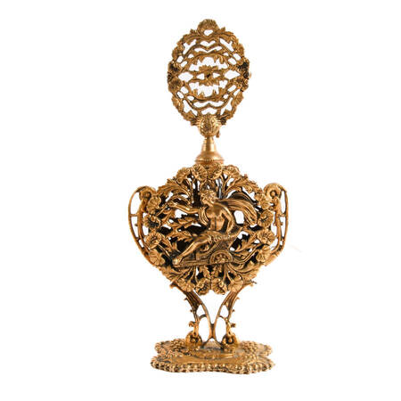 Mid-Century Modern Gilt Ormolu Filigree Perfume Bottle