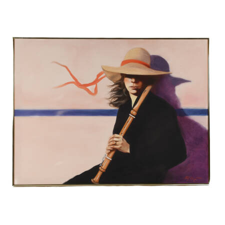 Framed Painting of Ray Young's Woman with Clarinet