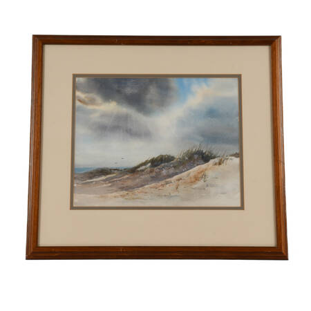Framed Signed NC Artist Ellen Norcom Howell's Watercolor "Seascape"