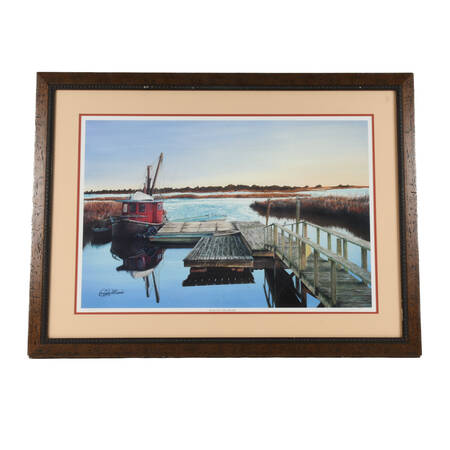 Framed Lithograph Signed Craig William "Sunrise Over Miss Burdette"