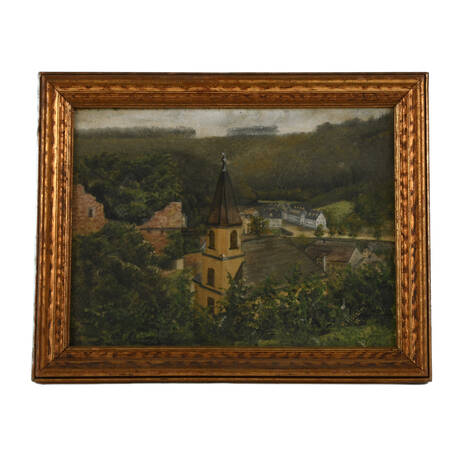 Framed Oil on Board of H. Rossler's "Landscape and Buildings Exterior View"