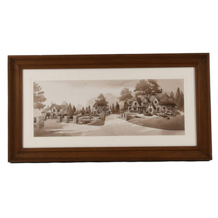 Framed Unsigned Architectural Exterior Watercolor
