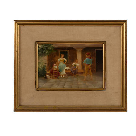 Framed Oil on Board Italian Painting Titled "The Rose"