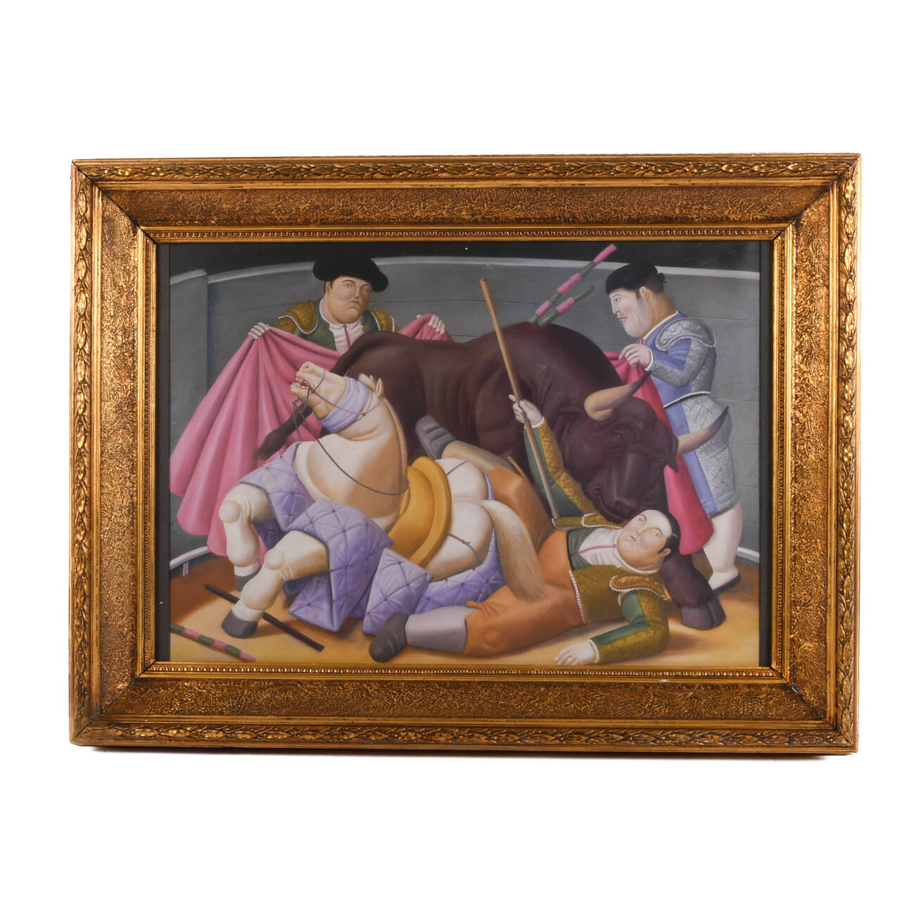Print of El Quite by Fernando Botero in Gold Frame