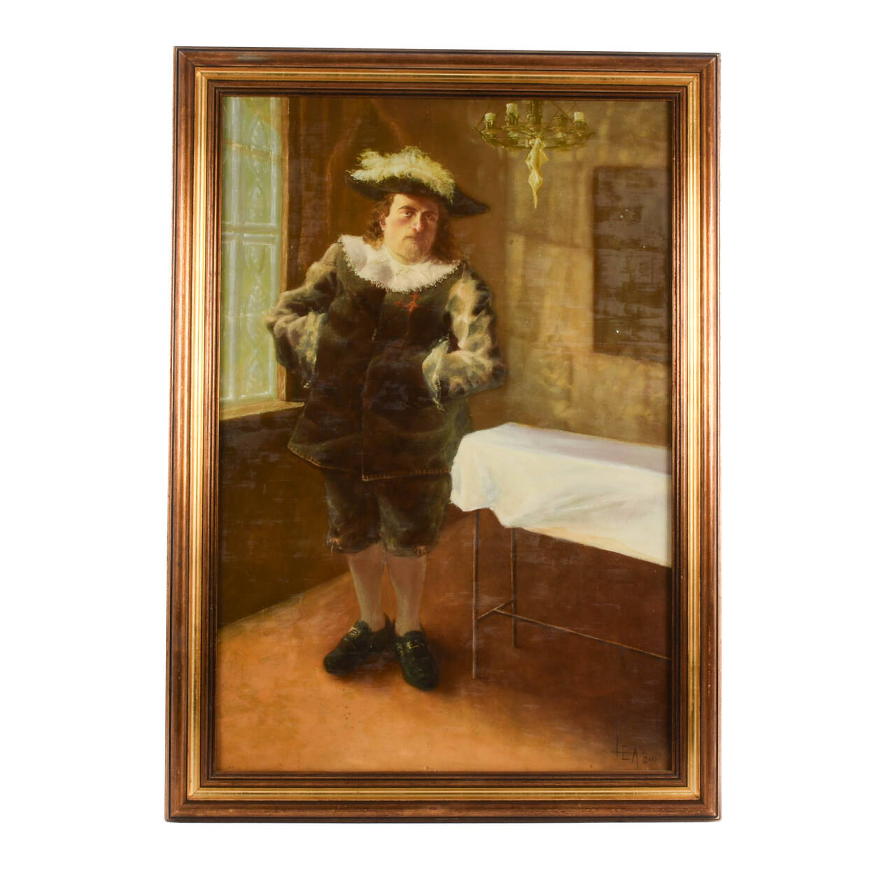 Framed Signed Dutch School-Style Gentleman Oil on Board