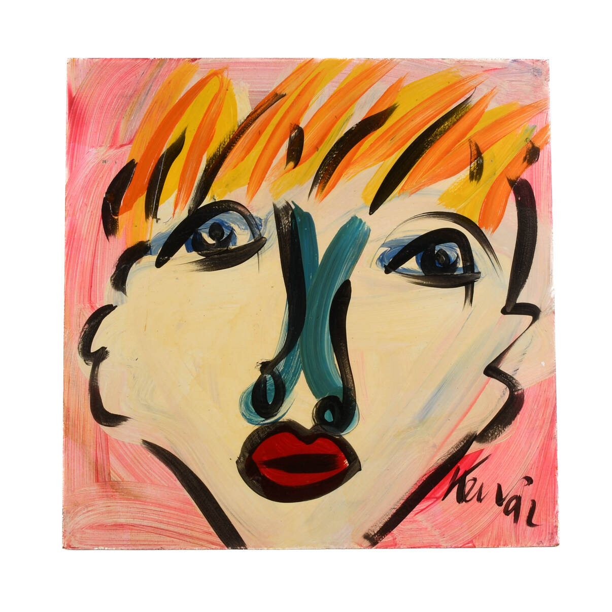 Signed Peter Keil "Mix Media Portrait 1977"
