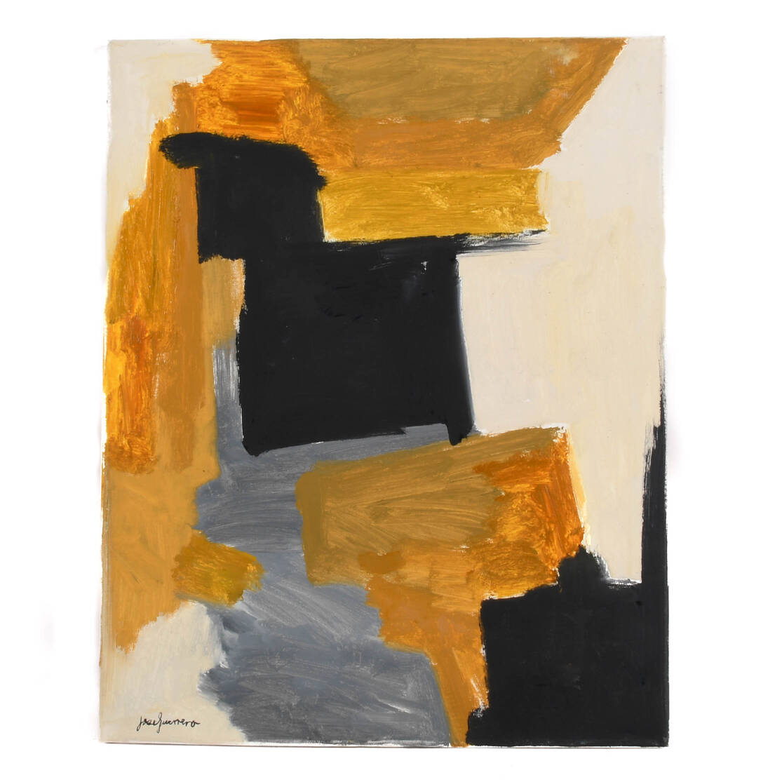 Signed José Guerrero Oil on Canvas Abstract Metallic Composition