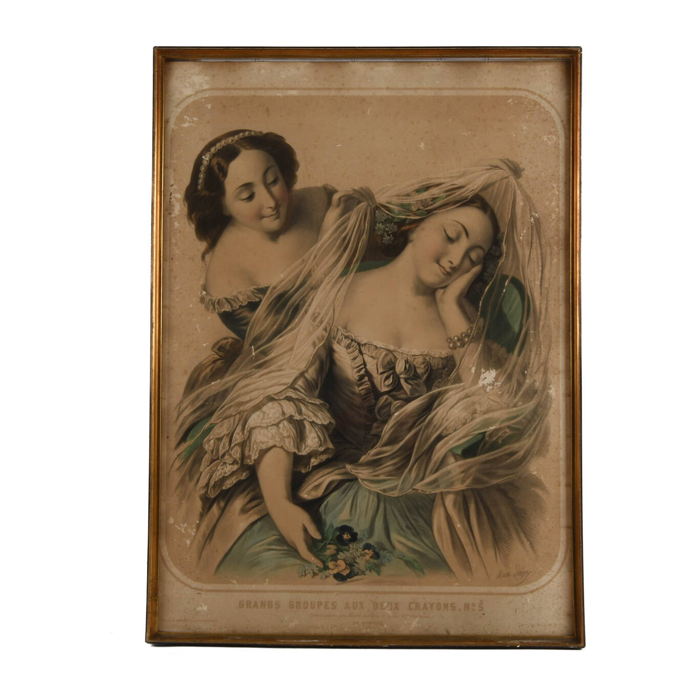 Framed Signed Louis Stanislas Marin-Levigne Lithograph and Print No. 5