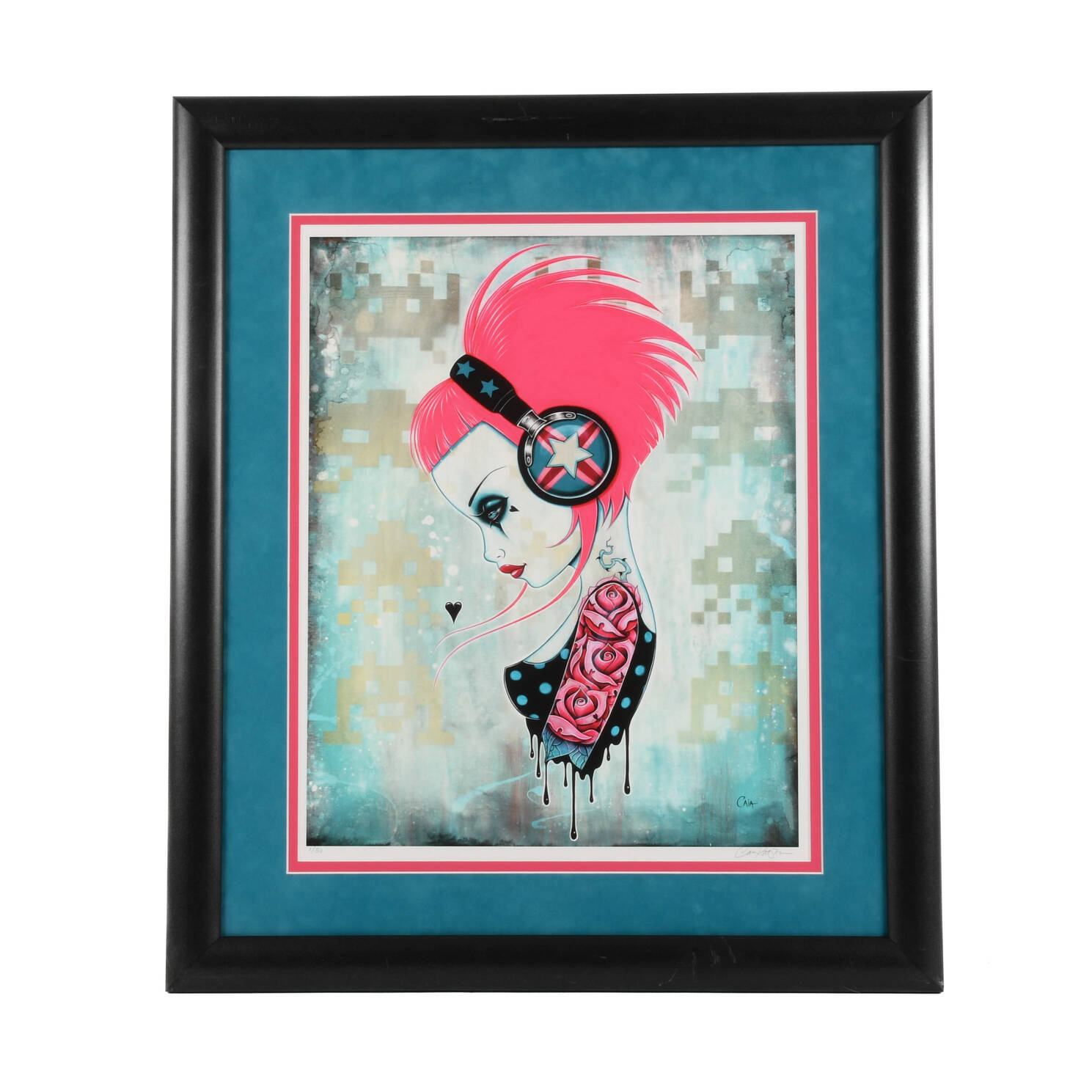 Framed Signed Daft Pink Lithograph by Caia Koopman