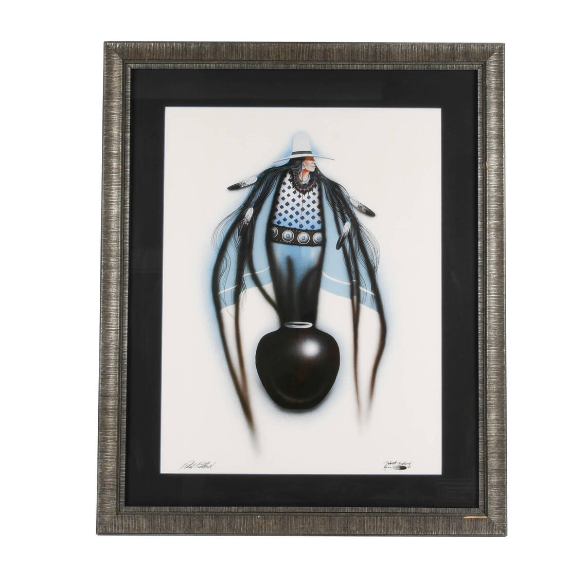 Framed Signed Blue Spirit Print by Robert Redbird