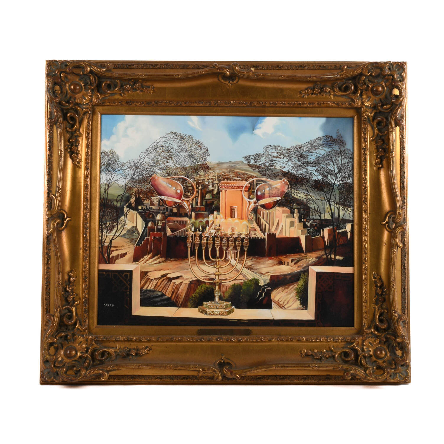 Signed Steve Karro Miracle of Hanukkah Oil on Canvas