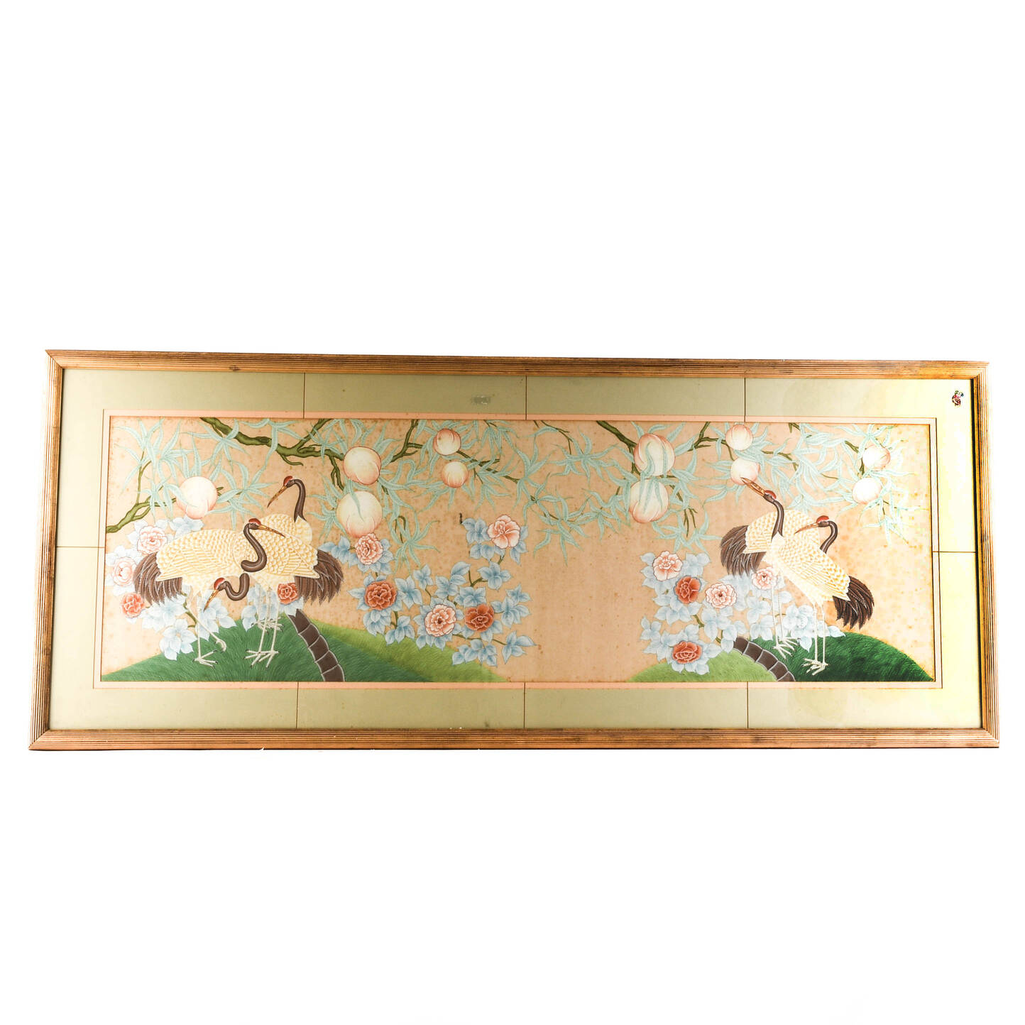 Framed Chinese Nature Scene Watercolor on Silk