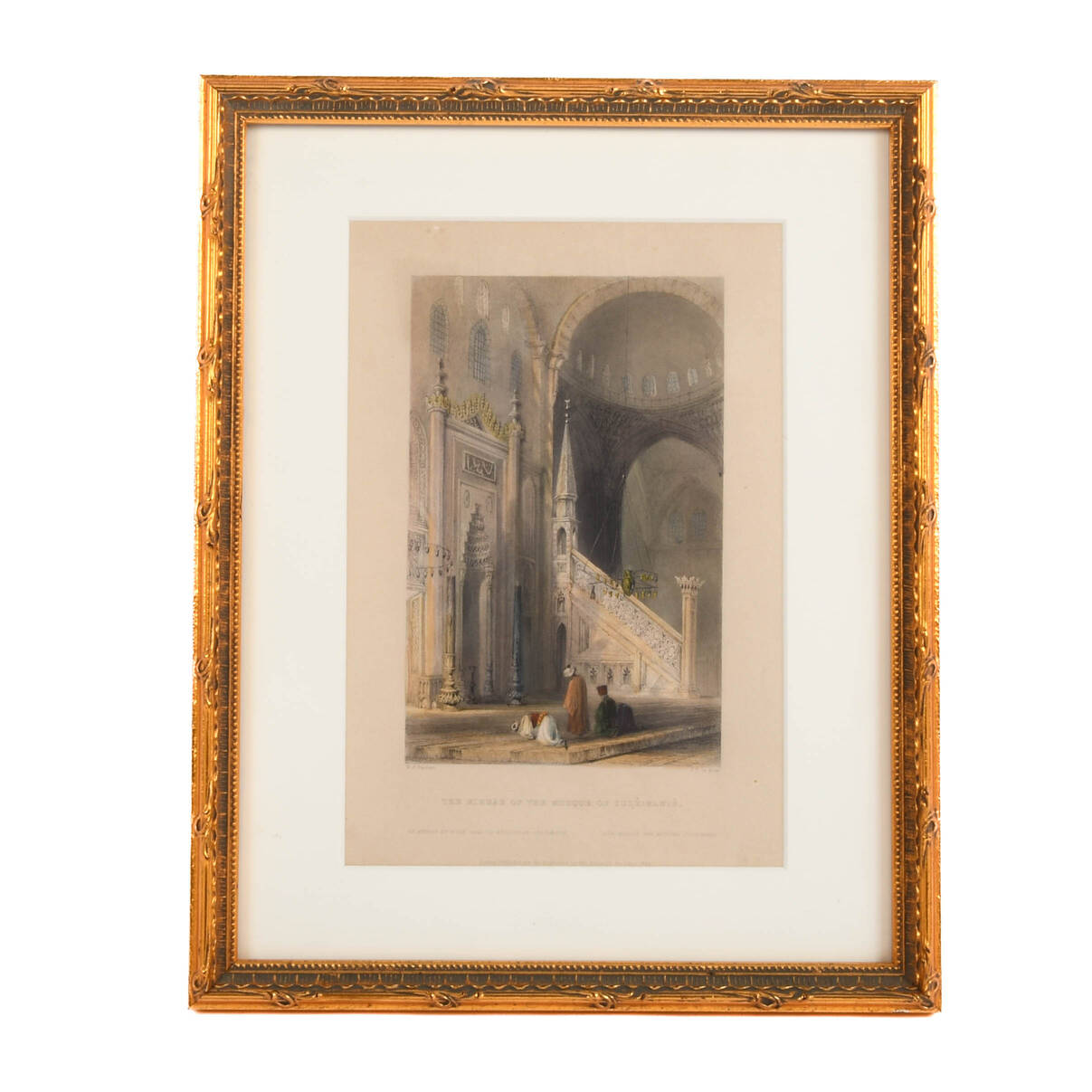 Antique Hand-Colored "The Mihrab of the Mosque of Sulèimaniè" Print