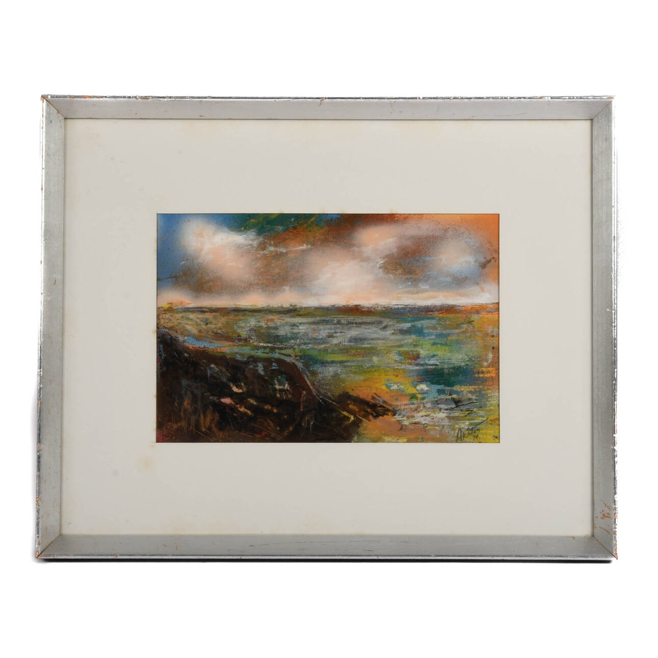 Framed J. Akston "Mystery in the Skies 1974" Acrylic on Paper