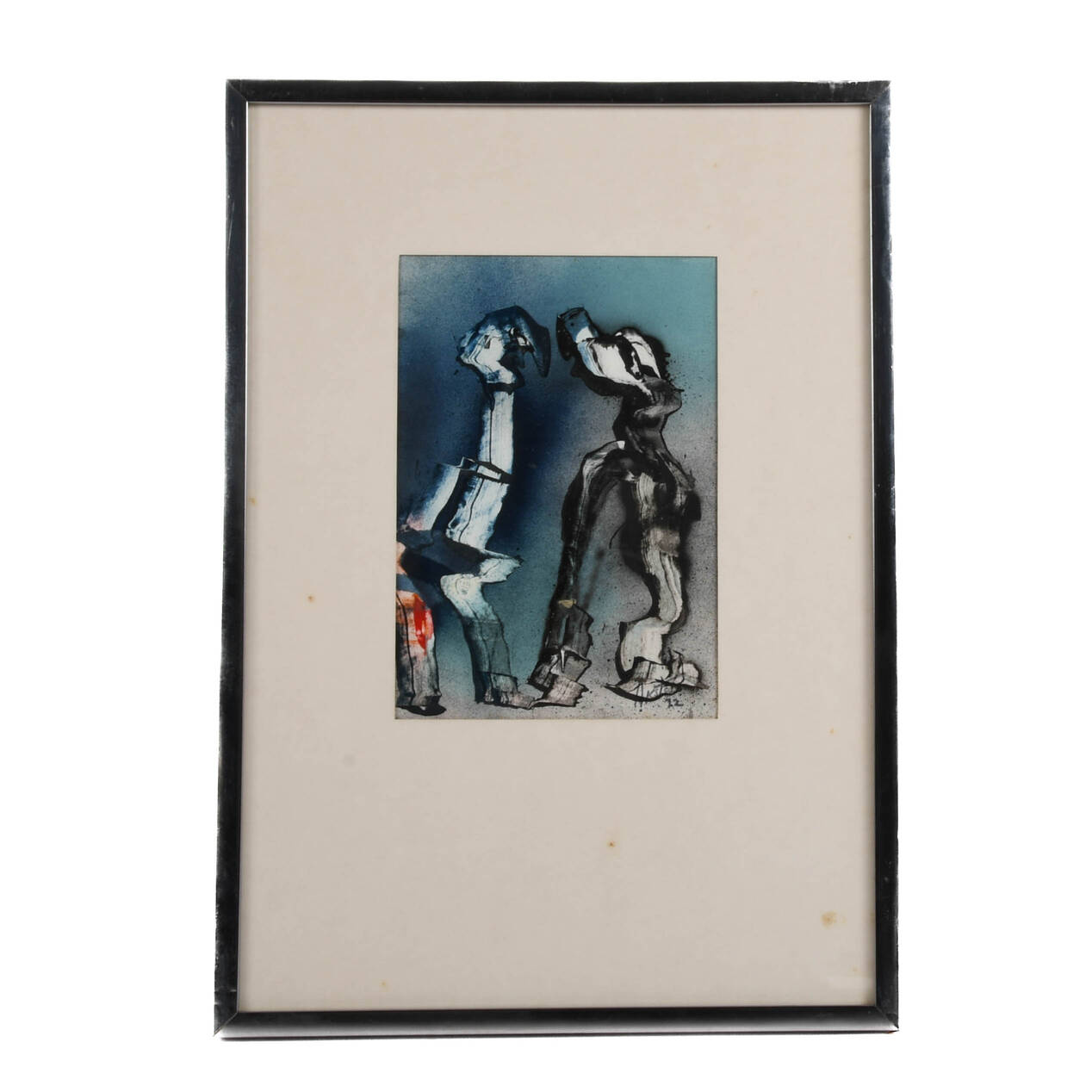 Framed Signed J. Akston "Untitled, 1972" Mixed Media