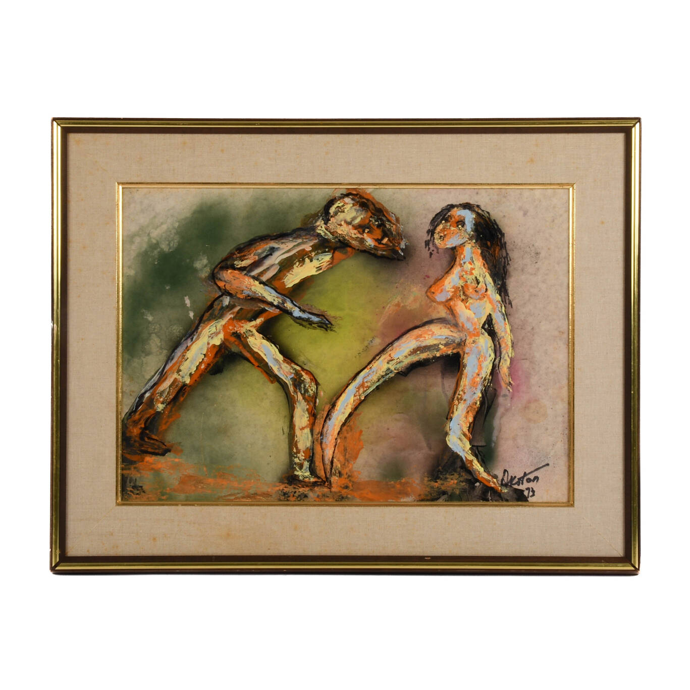 Framed Signed J. Akston "Bloody Mary, 1973" Mixed Media on Board