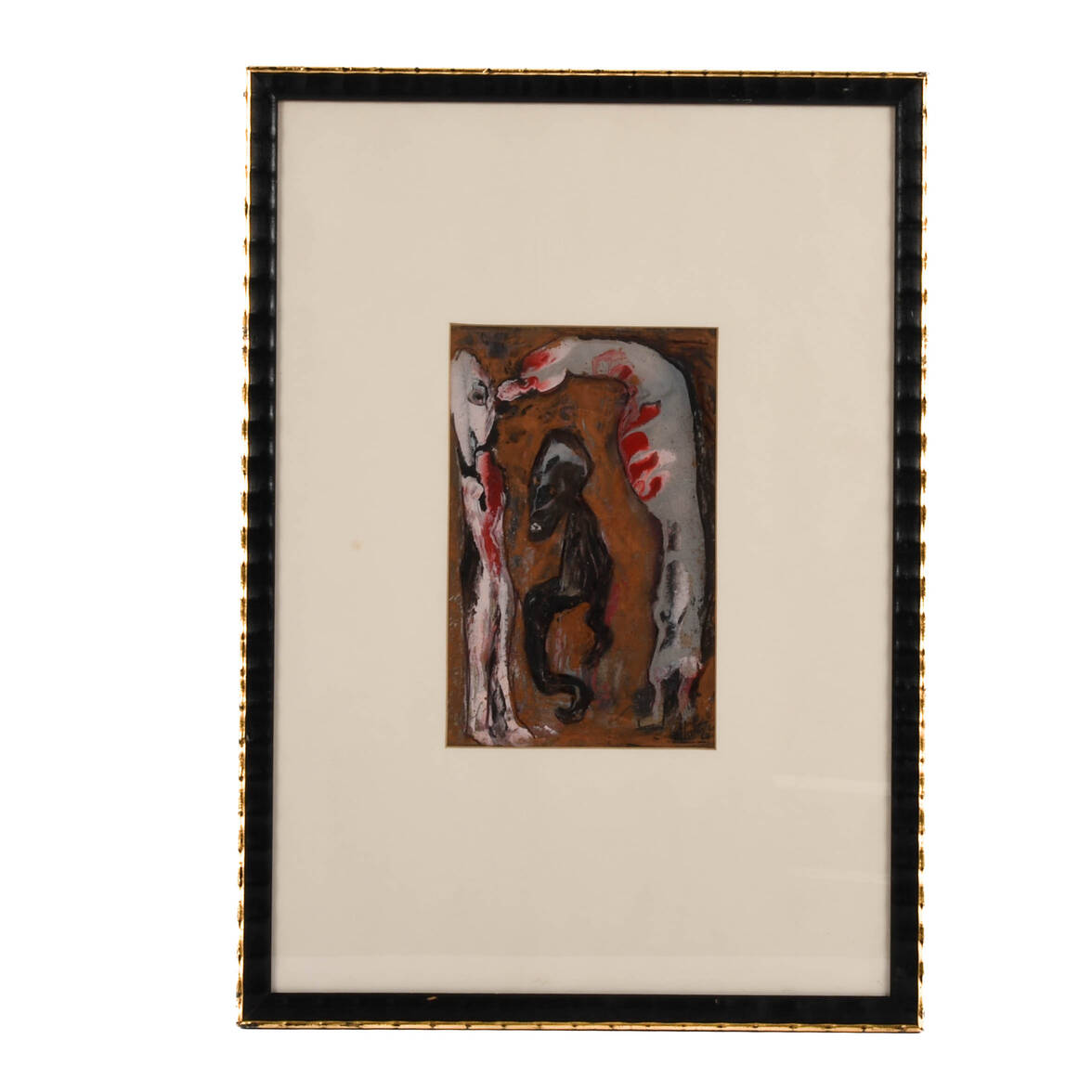 Framed Signed J. Akston "The Kiss, 1962" Mixed Media