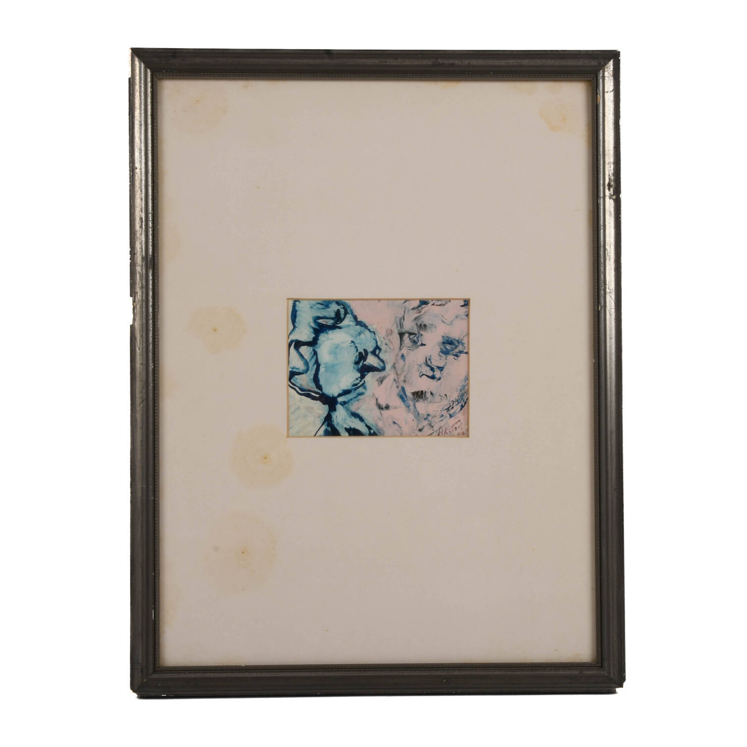 Framed Signed J. Akston "Untitled, 1967" Mixed Media Abstract Portait