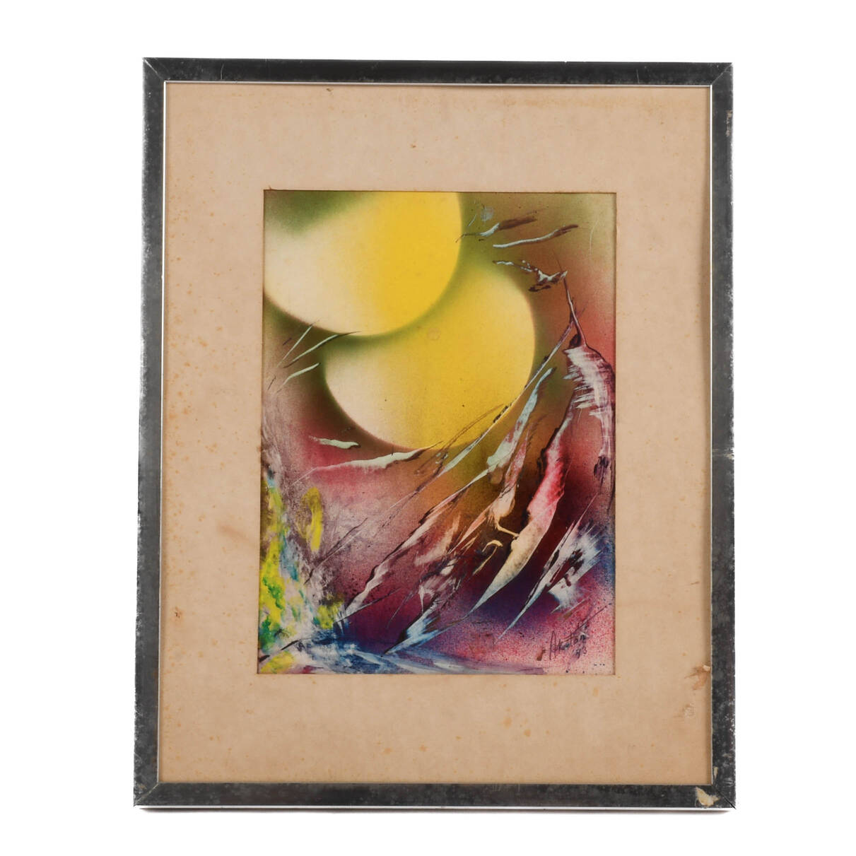 Framed Signed J. Akston "Untitled, 1973" Acrylic on Paper