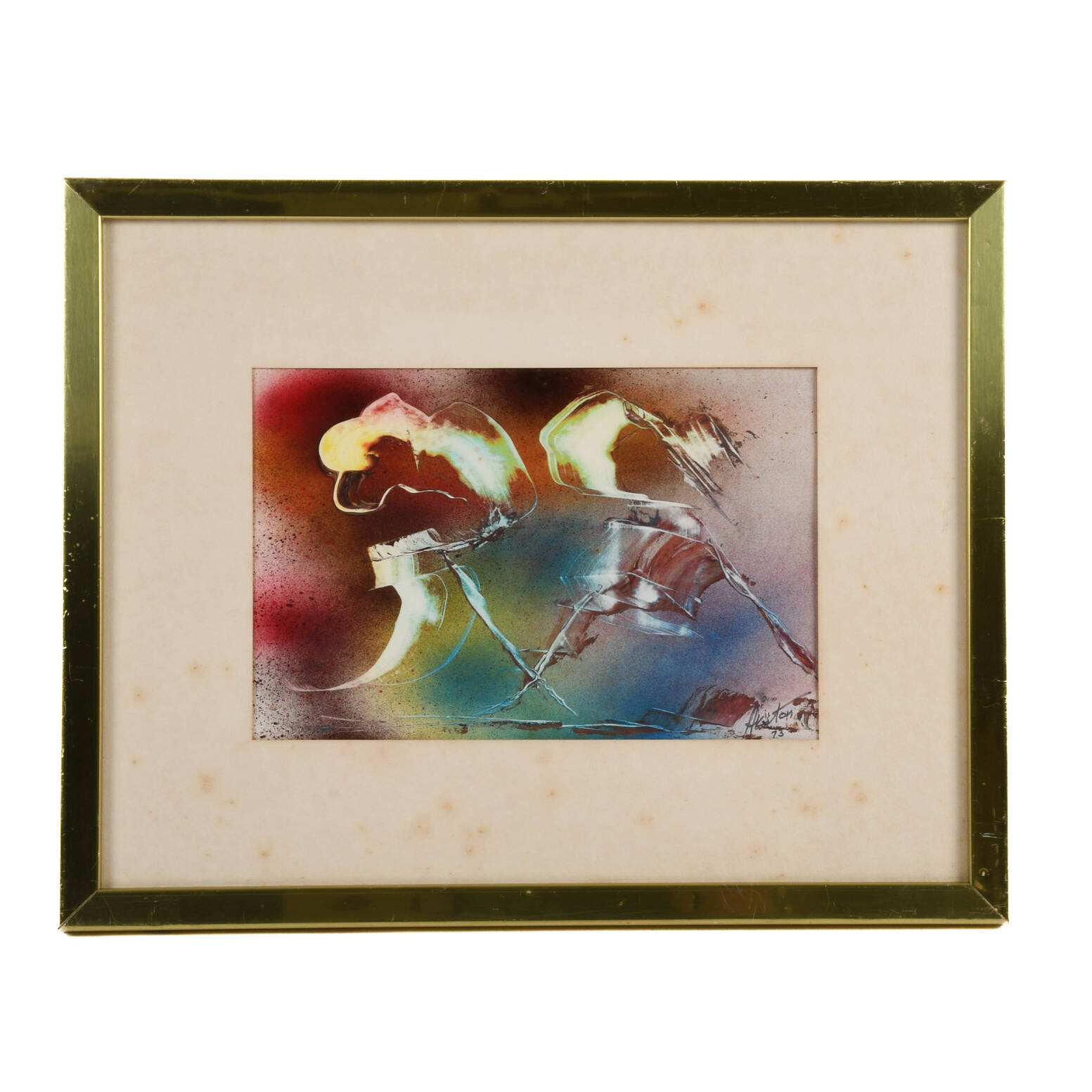 Framed Signed J. Akston "Parting of the Ways, 1973" Enamel on Paper
