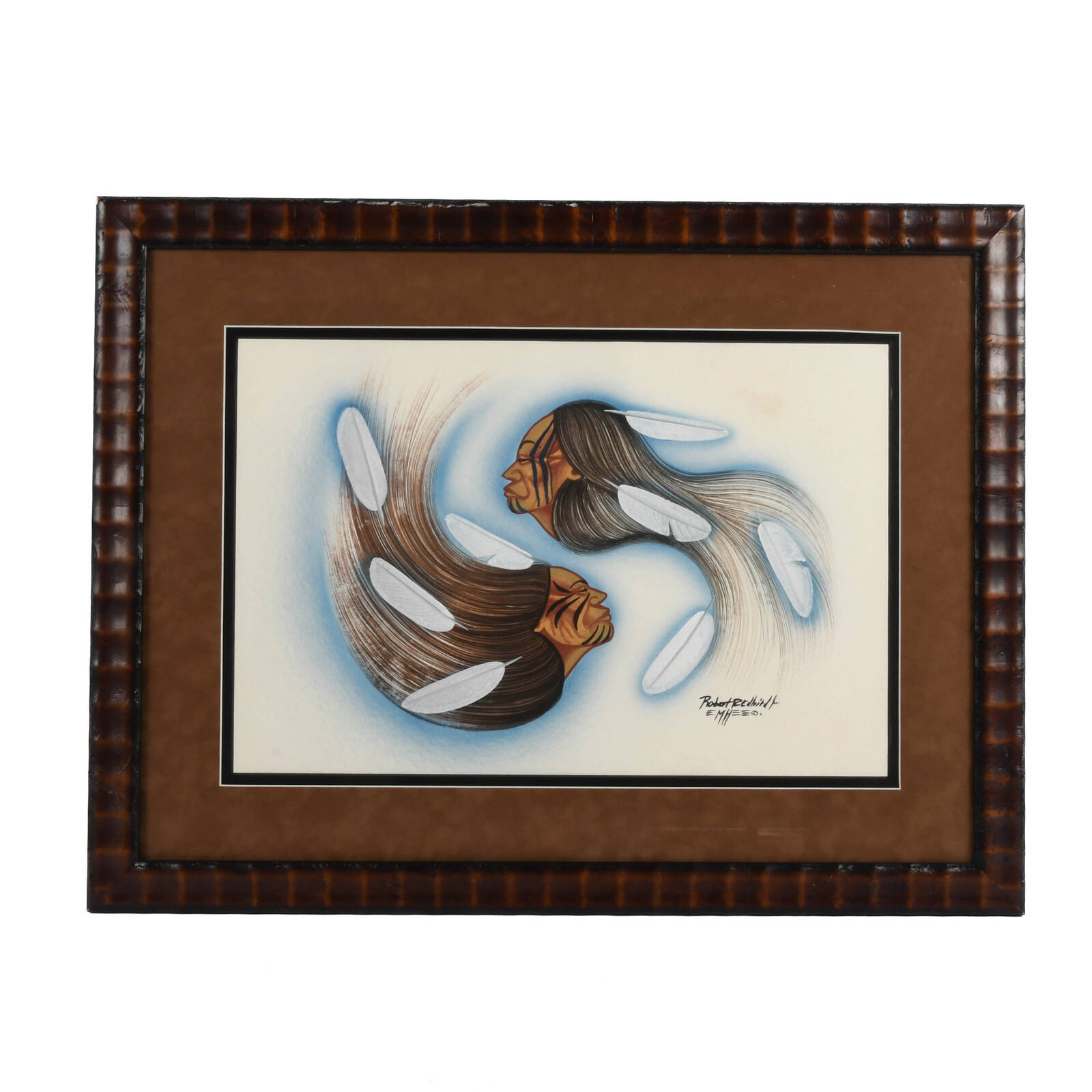 Framed Signed Robert Redbird Jr. "Wind Spirits" Original Painting
