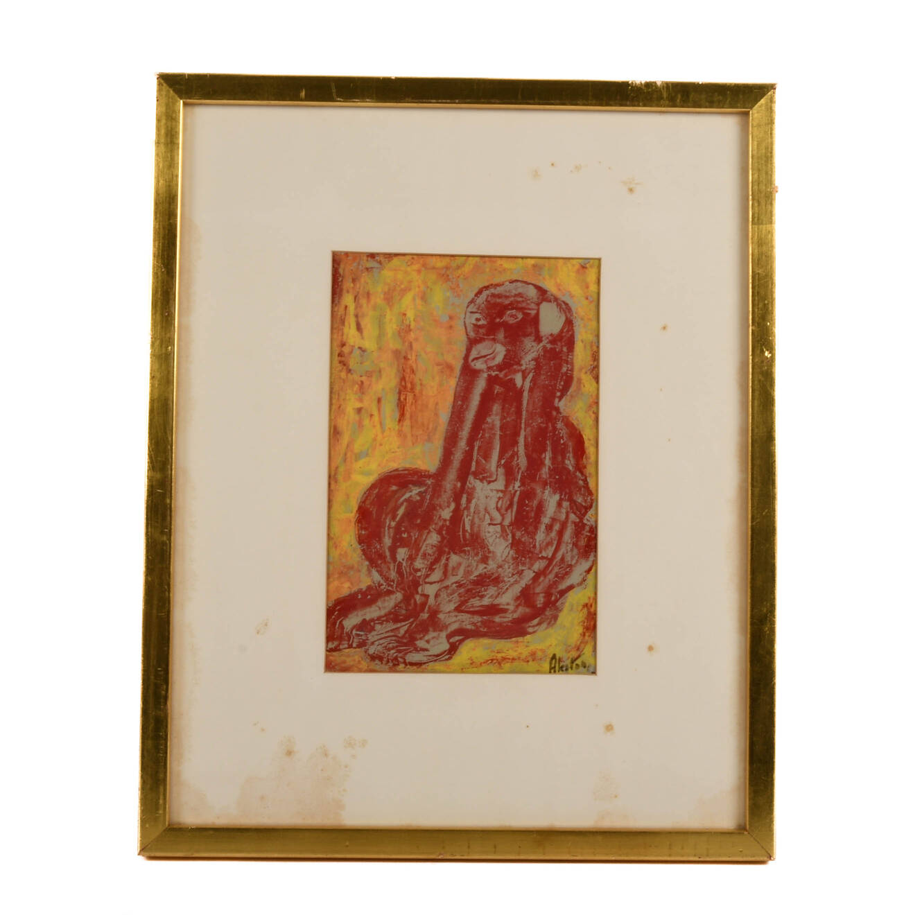 Framed Signed J. Akston "Untitled, 1963" Mix Media Painting